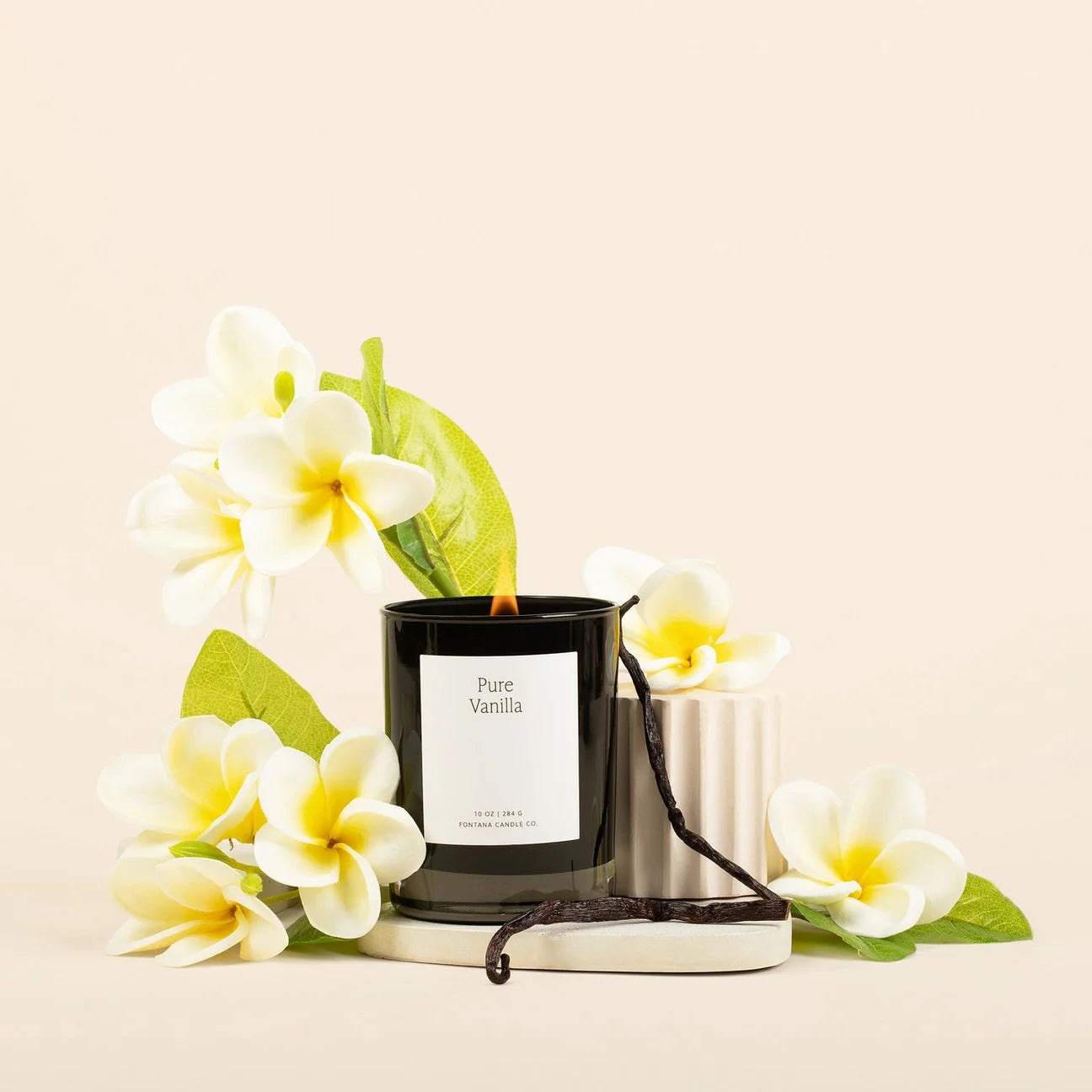Fontana Candle Co. | Pure Vanilla | Beeswax & Essential Oil Noir Black Glass Candle