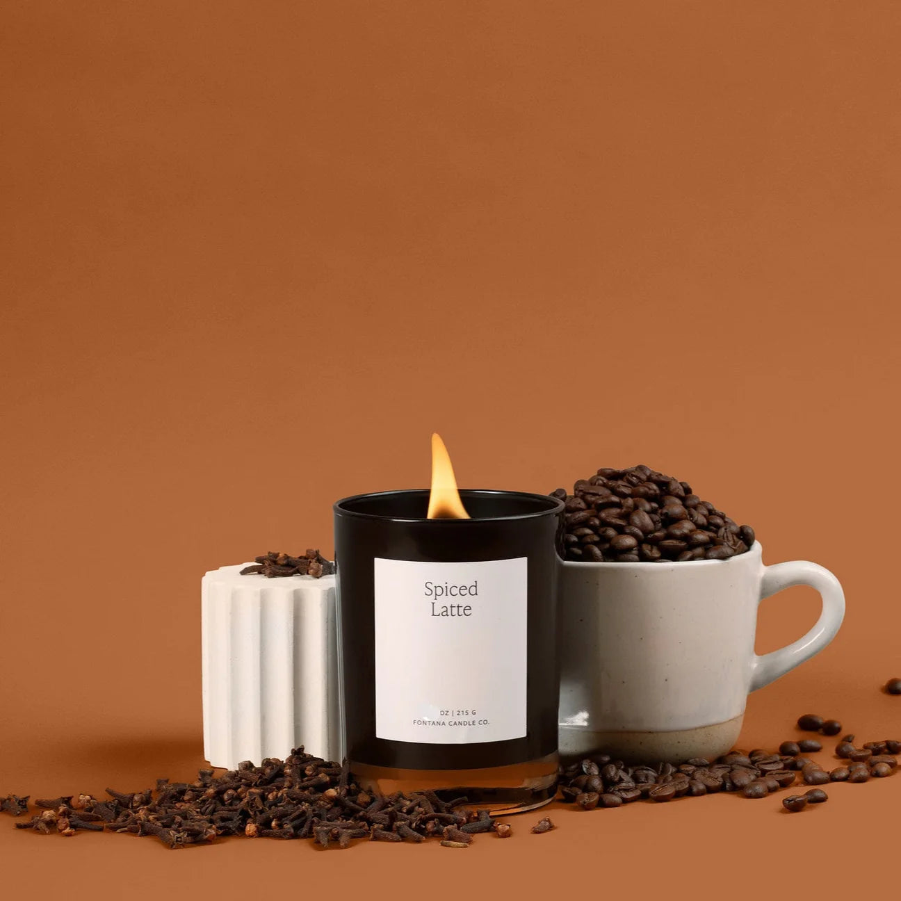 Fontana Candle Co. | Spiced Latte | Beeswax & Essential Oil Noir Black Glass Candle