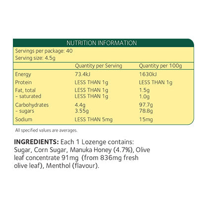 Comvita Olive Leaf Extract Lozenges with Manuka Honey x40