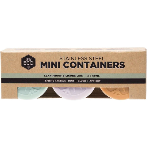 EVER ECO S/Steel Mini Containers Spring Pastels Leak Resistant x3