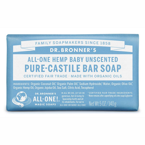Dr. Bronner's Pure-Castile Soap Bar - Baby Mild Unscented 140g