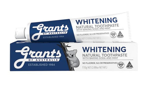 GRANTS Natural Toothpaste Whitening with Baking Soda & Peppermint (Fluoride Free) 110g