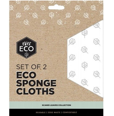 Ever Eco Sponge Cloths - Scandi Leaves x 2