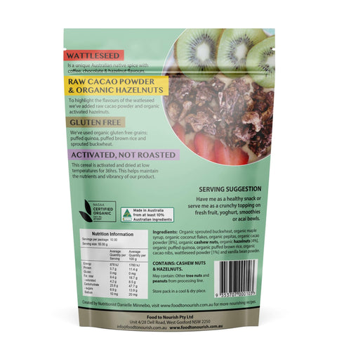 Food to Nourish Clusters Cacao Wattleseed