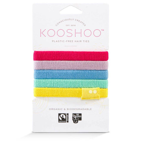 KOOSHOO Plastic-Free Hair Ties Rainbow (Organic) 5 pack