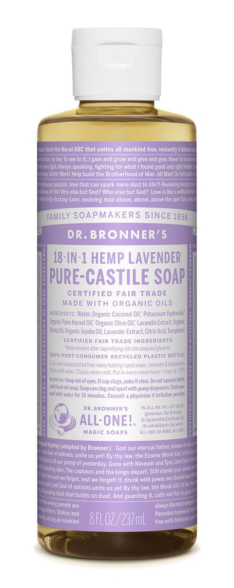 Dr Bronner's Pure Castile Soap Liquid Cosmic Classics 237ml x 3 Pack (Unscented, Lavendar & Peppermint)
