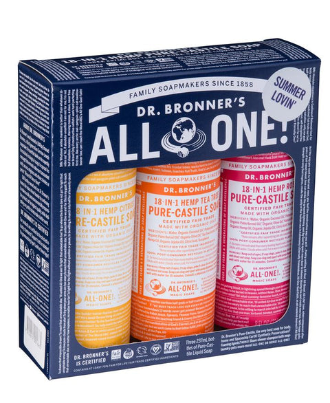 Dr Bronner's Pure Castile Soap Liquid Summer Lovin' 237ml x 3 Pack (citrus, rose & tea)