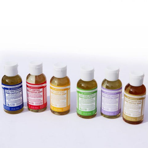 Dr Bronner's Pure-Castile Liquid Soap (Hemp 18-in-1) Rainbow Sampler 59ml x 6 Pack